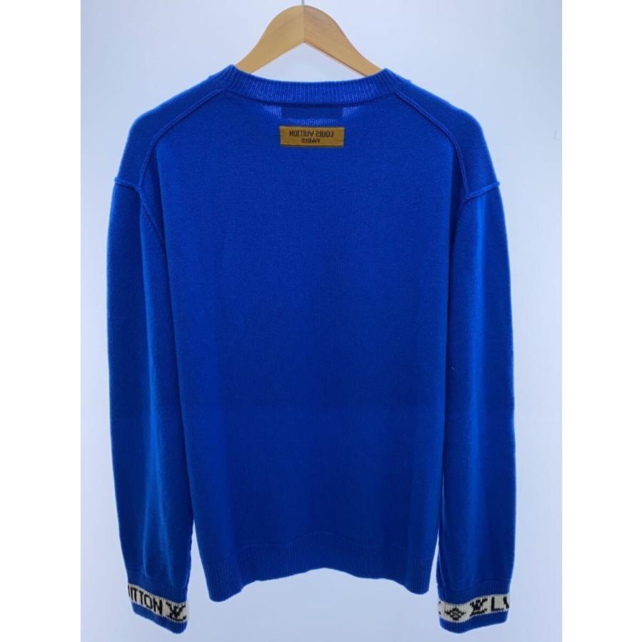 LOUIS VUITTON ルイ・ヴィトン 衣類・靴 ニット/L/ブルー/カシミヤ/シルク 衣料品 RM212 GJ9 HLN82W ニット_x000D_
 カシミヤ/シルク ブルー メンズ【中古】 LOUIS VUITTON◇LVカフスカシミヤクルーネック/ニット・セーター(薄手