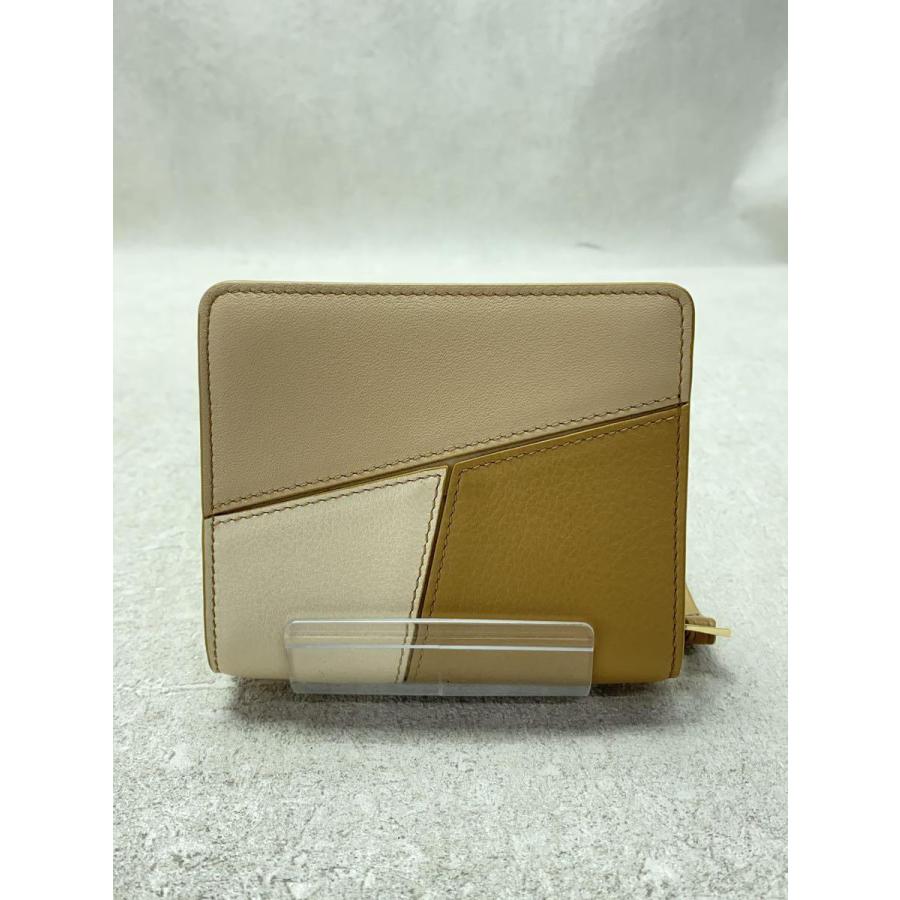 LOEWE◇2つ折り財布/レザー/BEG/レディース/パズルコンパクト LOEWE◇2つ折り財布/レザー/BEG/レディース/パズルコンパクト