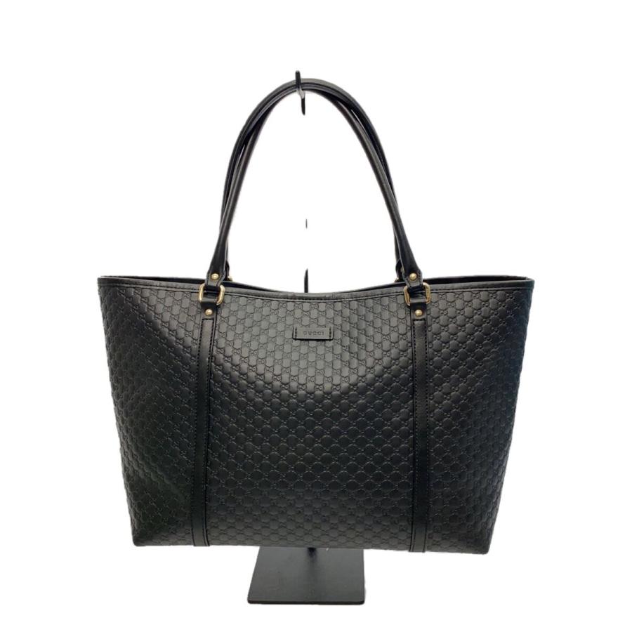 【極美品】 GUCCI トートバッグ GG柄 マイクロシマ 大容量 A4 レザー GUCCI◇トートバッグ_マイクログッチシマ/レザー/BLK : セカンド