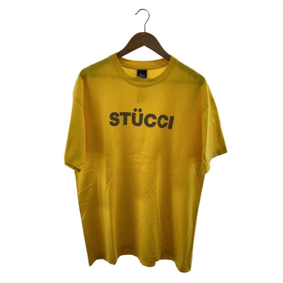STUSSY◇Tシャツ/XL/コットン/YLW/90s/STUCCI/モノグラム/シングル