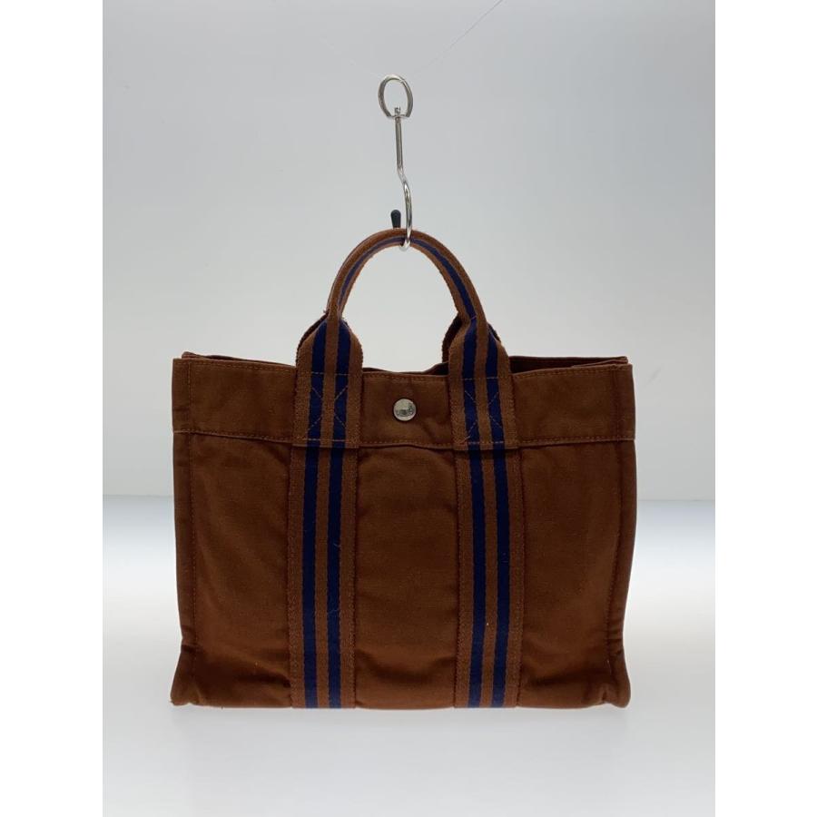HERMÈS エルメス フールトゥPM ベージュ×ブラウン HERMES◇トートバッグ/コットン/ブラウン/フールトゥPM : セカンド