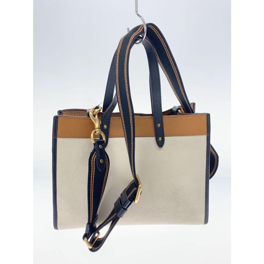 COACH◇フィールド・トート30_カラーブロック_コーチバッジ_ブラウン