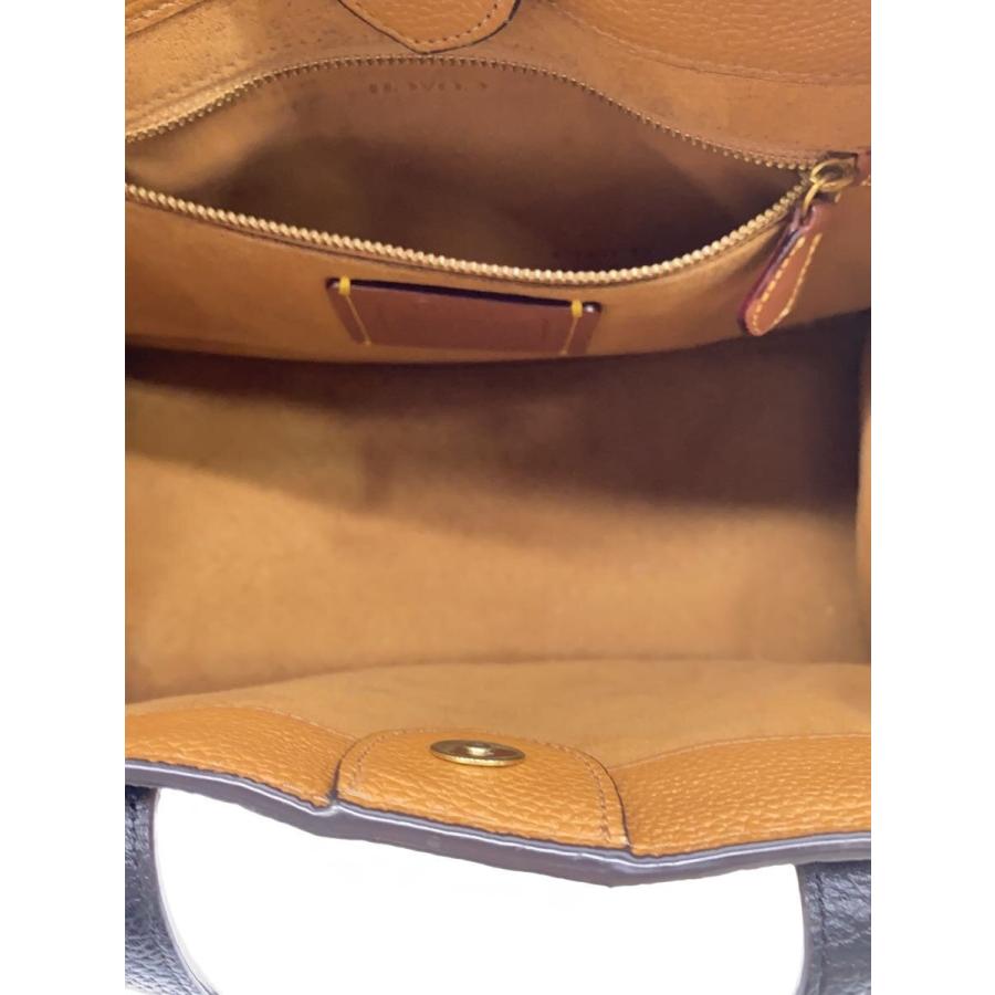 COACH◇フィールド・トート30_カラーブロック_コーチバッジ_ブラウン