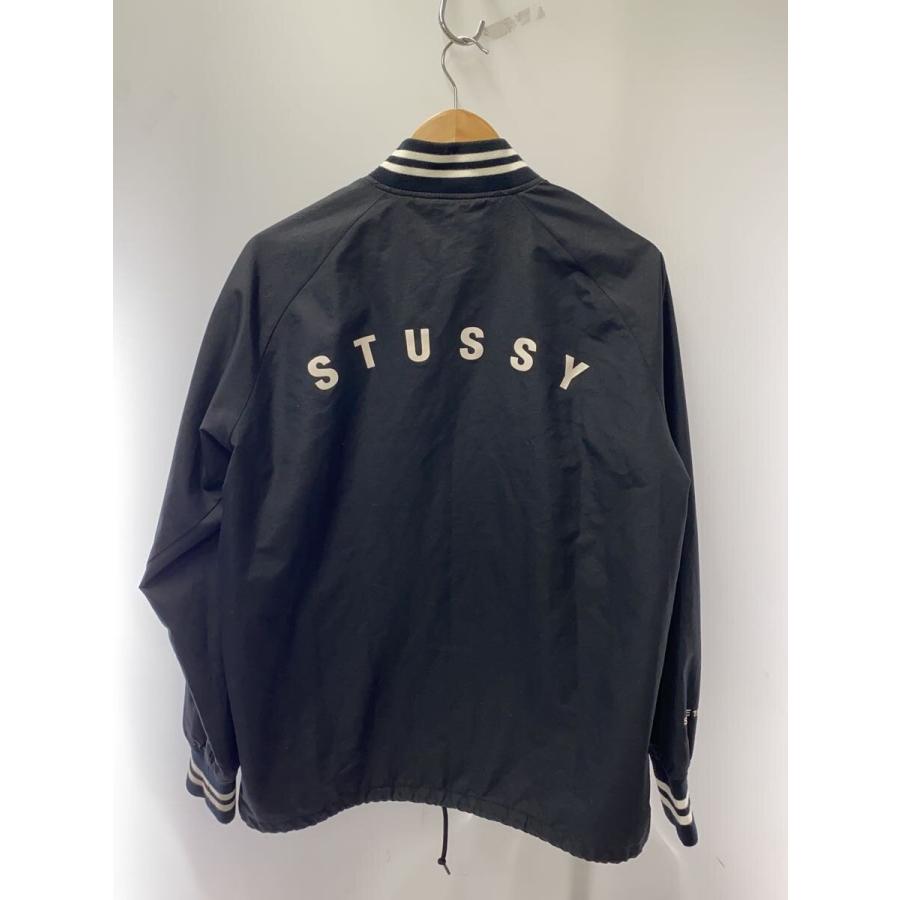 STUSSY◇スタジャン/M/ポリエステル/BLK/無地/c8-k611/裏地汚れ有/リブ