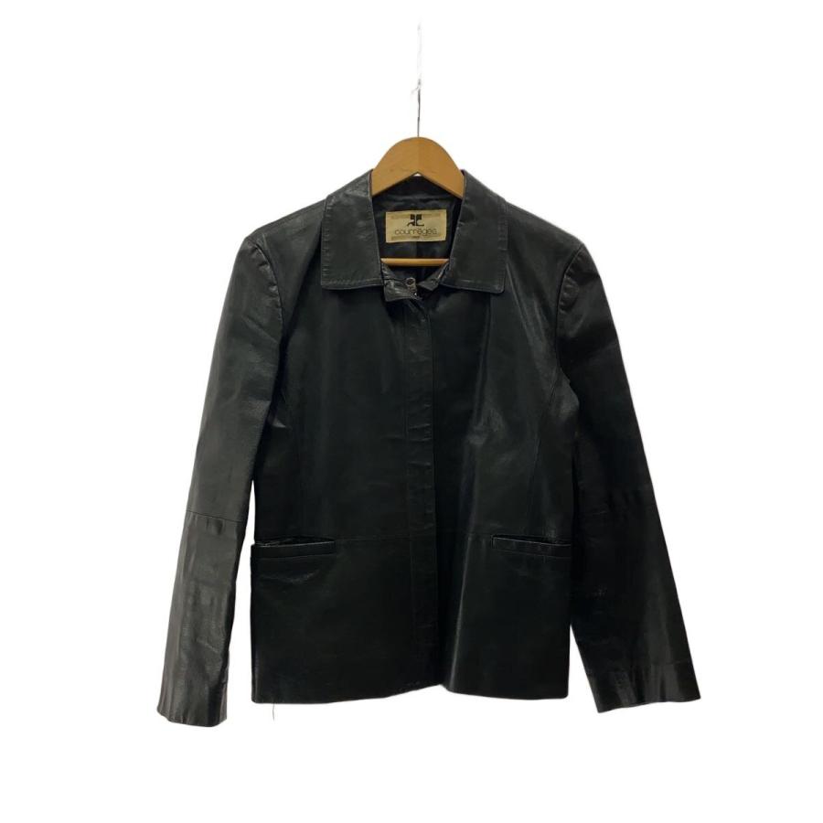 courreges レザージャケット コート Courreges◇レザージャケット・ブルゾン/--/豚革/BLK : セカンド