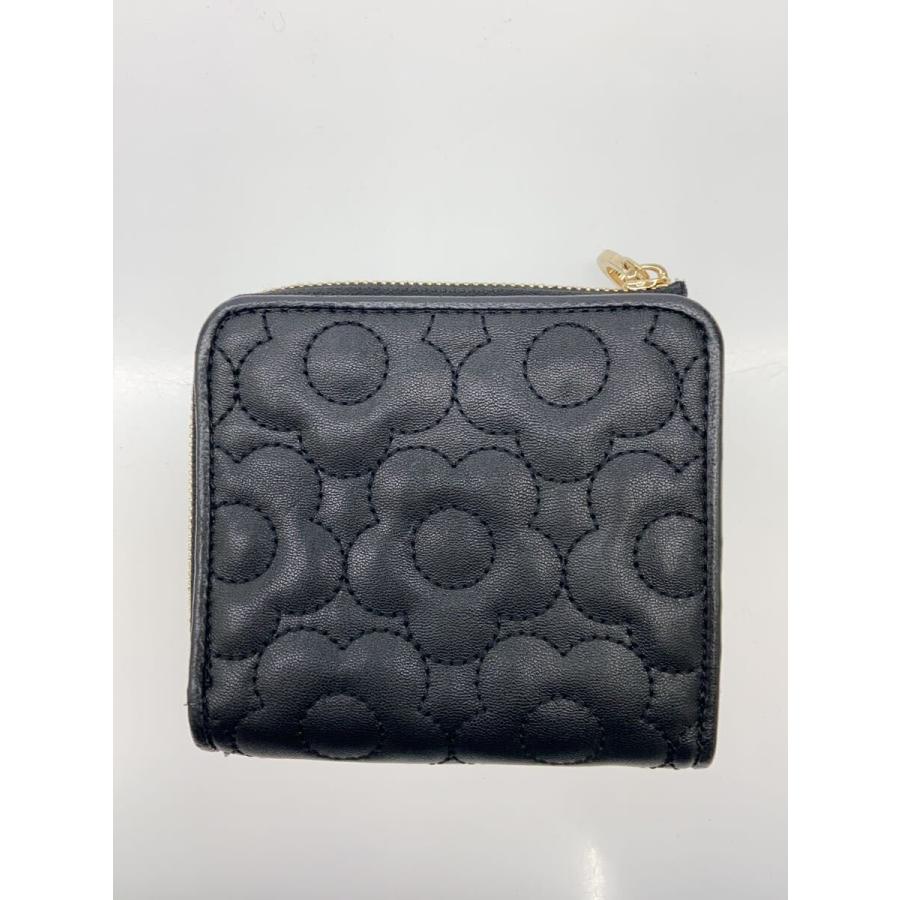 MARY QUANT 花柄レザー二つ折り財布 グレー MARY QUANT◇2つ折り財布/フェイクレザー/BLK/花柄/レディース