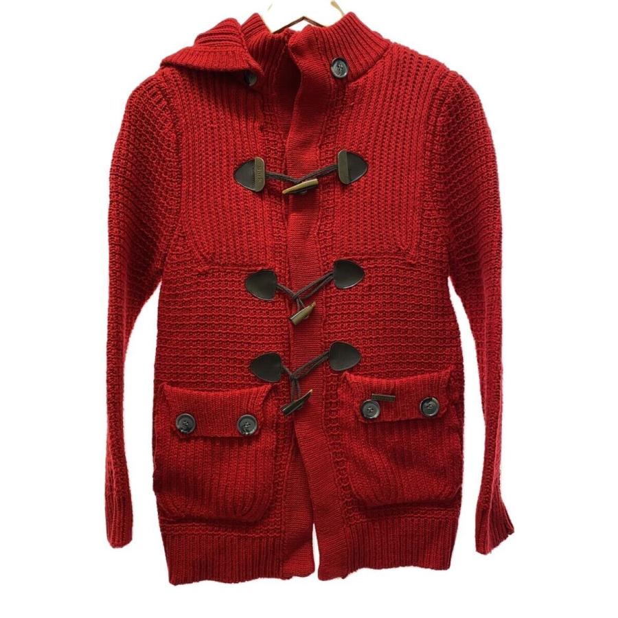 BARK◇ニットダッフルコート/M/ウール/RED/無地 : セカンドストリート