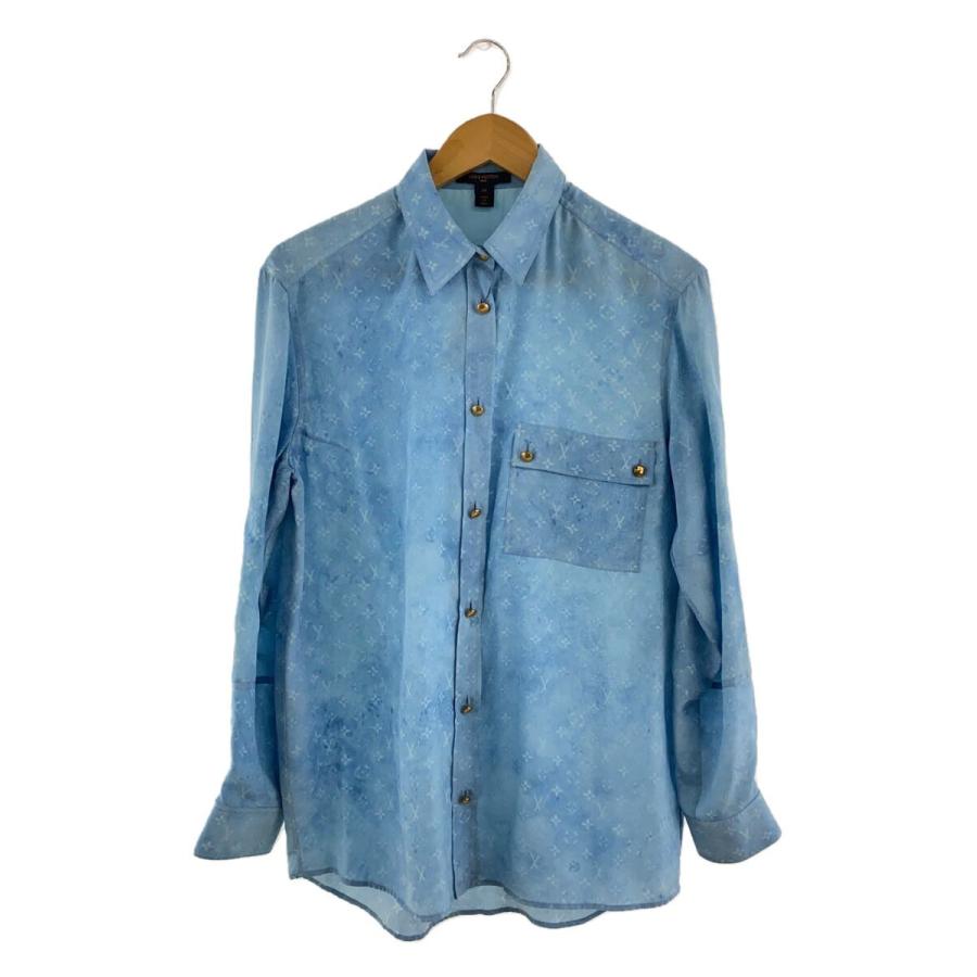 LOUIS VUITTON◇長袖シャツ/34/シルク/BLU/総柄/RW221W D96 FMBL09