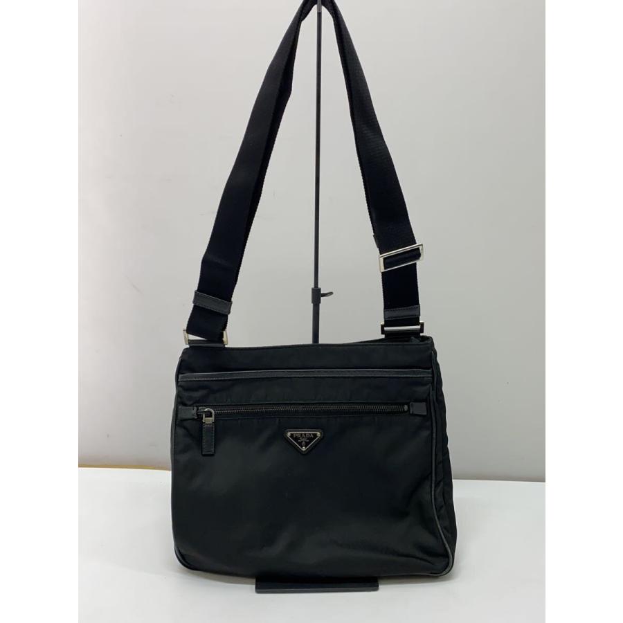 PRADA ブラック ショルダーバッグ　ナイロン PRADA◇ショルダーバッグ/ナイロン/ブラック/無地/VA251M : セカンド