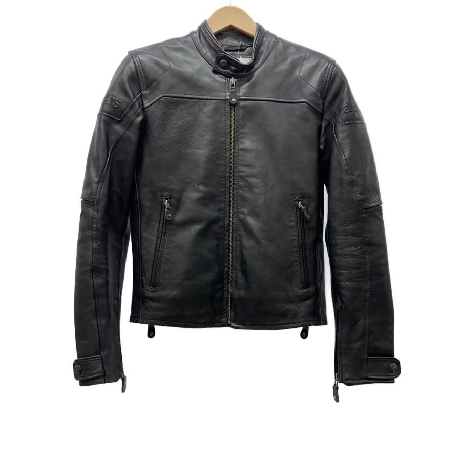 Alpinestars◇シングルライダースジャケット/46/牛革/BLK/無地 