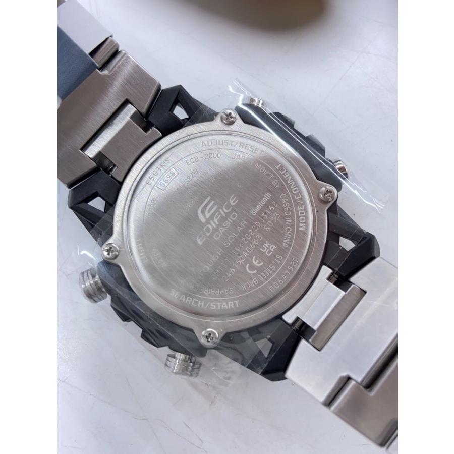 CASIO / ソーラー腕時計・EDIFICE/デジアナ/ステンレス/BLK/SLV CASIO◇ソーラー腕時計_EDIFICE/デジアナ/ステンレス/BLK/SLV/SS