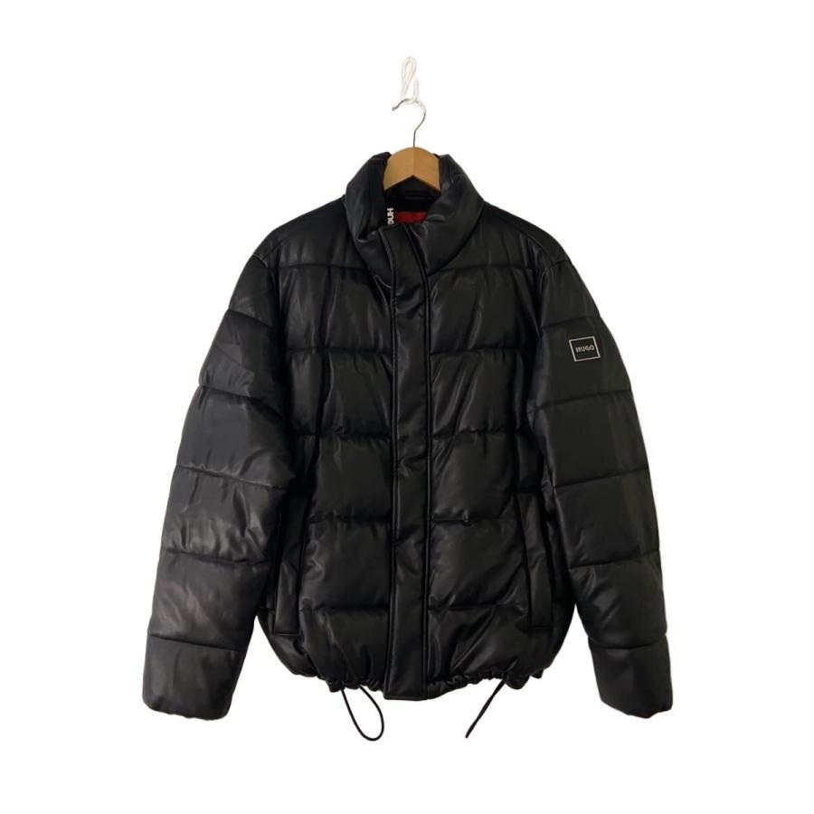 HUGO BOSS◇ダウンジャケット/--/フェイクレザー/BLK/無地