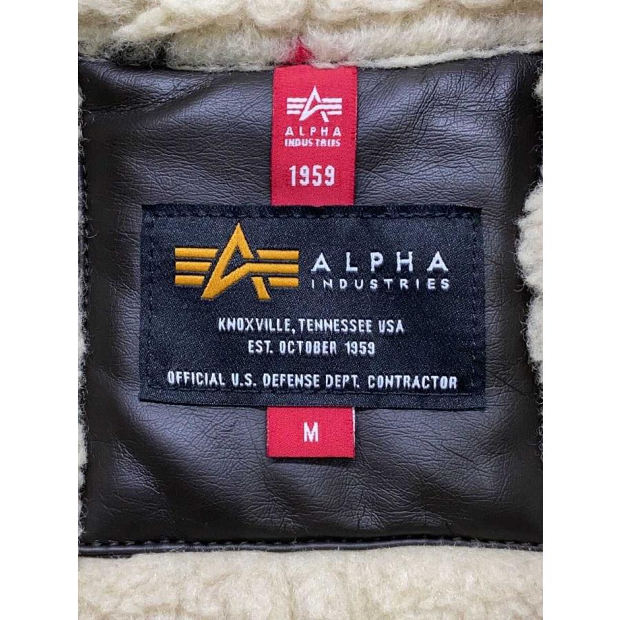 ALPHA INDUSTRIES◇B-3/フライトジャケット/M/レザー/BRW/無地