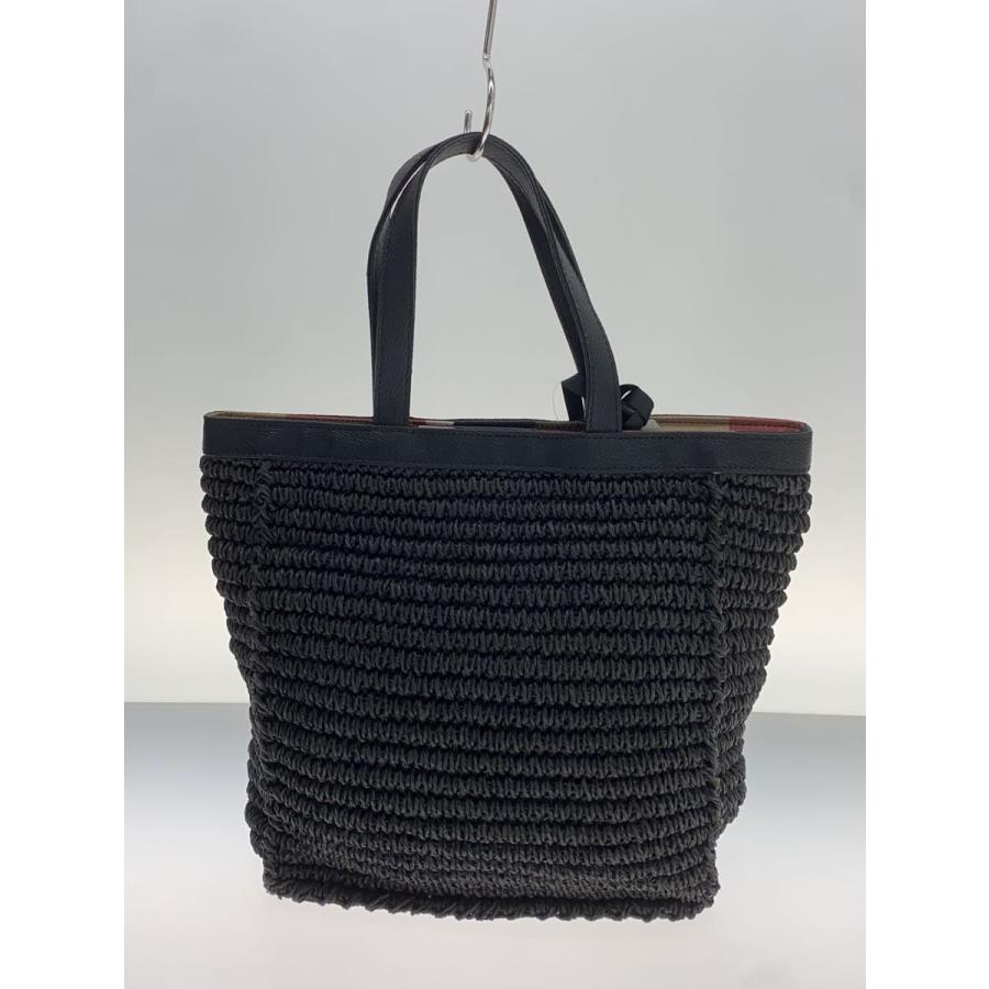 BLUE LABEL CRESTBRIDGE◇ハンドバッグ/ペーパーヤーン/BLK : セカンド
