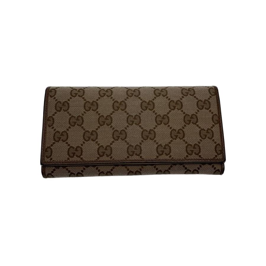 GUCCI◇角スレ/長財布_GGキャンバス/キャンバス/BRW/レディース