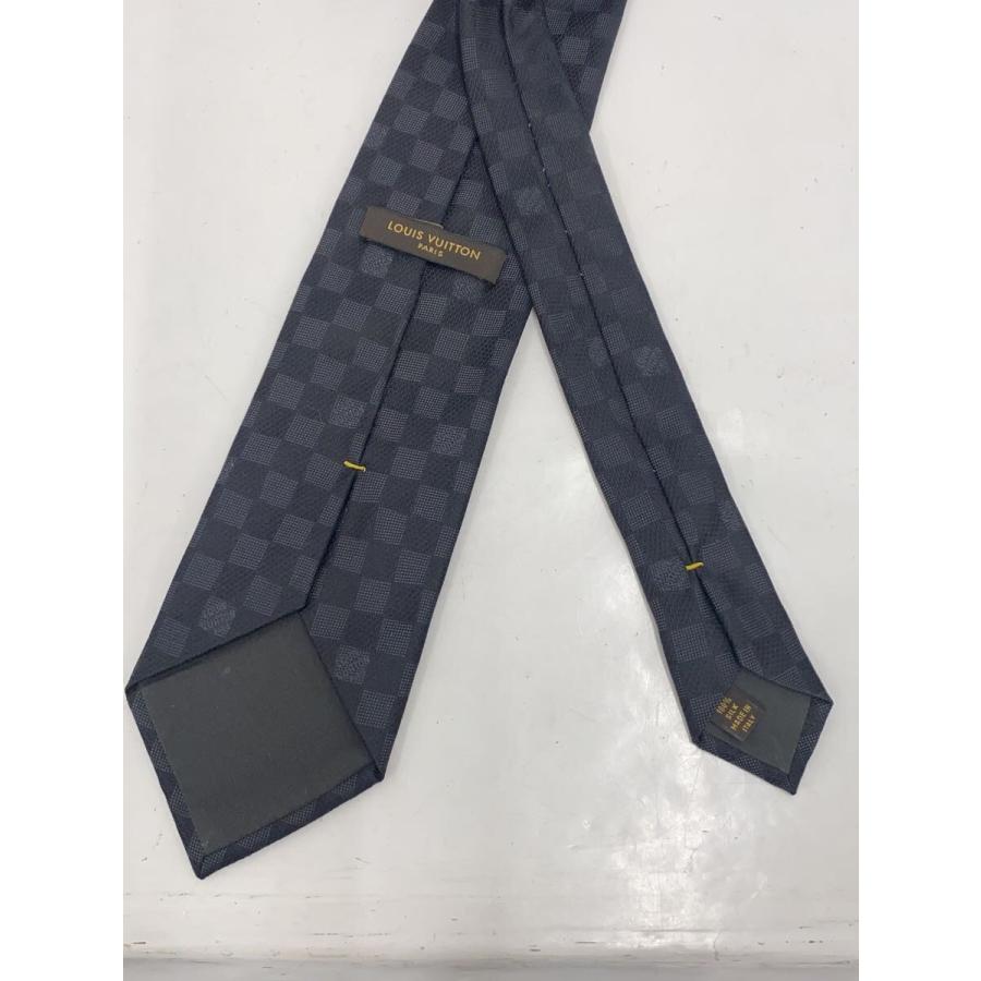 LOUIS VUITTON◆クラヴァット・ダミエクラシック8CM_ダミエ・エベヌ_BLK/シルク/BLK/メンズ//_2