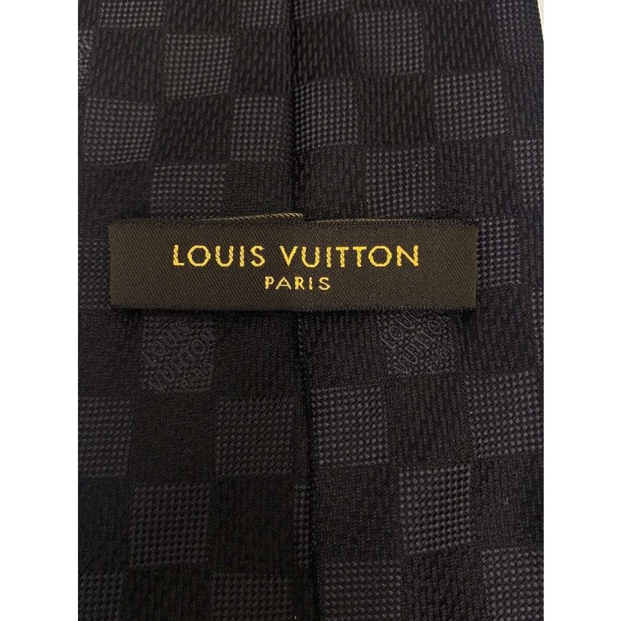 LOUIS VUITTON◆クラヴァット・ダミエクラシック8CM_ダミエ・エベヌ_BLK/シルク/BLK/メンズ//_3