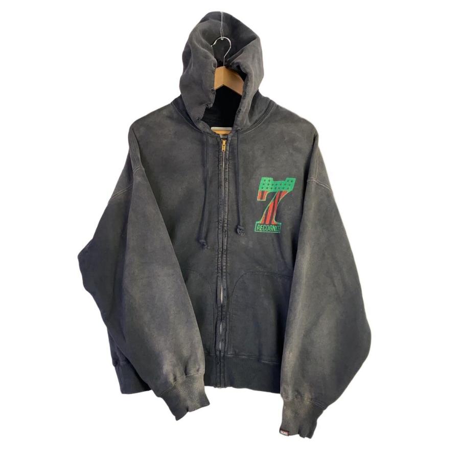 BOWWOW◇7 VINYL ZIP HOODIE AGED/ジップパーカー/M/コットン/BLK
