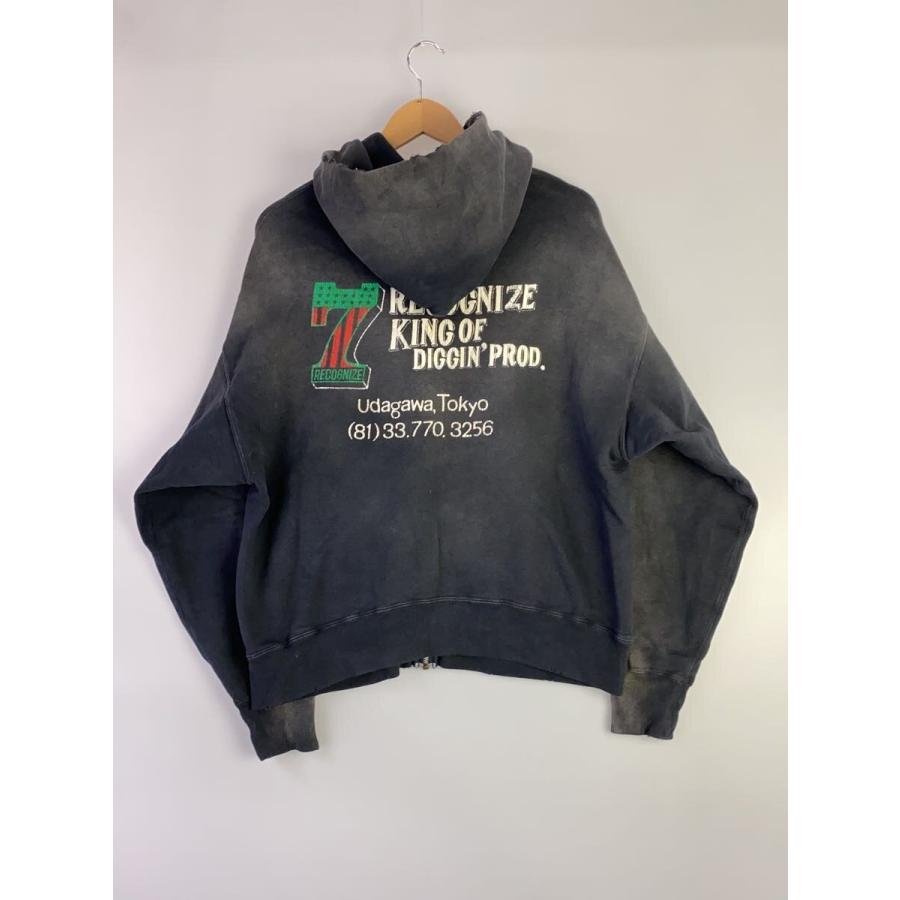 BOWWOW◇7 VINYL ZIP HOODIE AGED/ジップパーカー/M/コットン/BLK