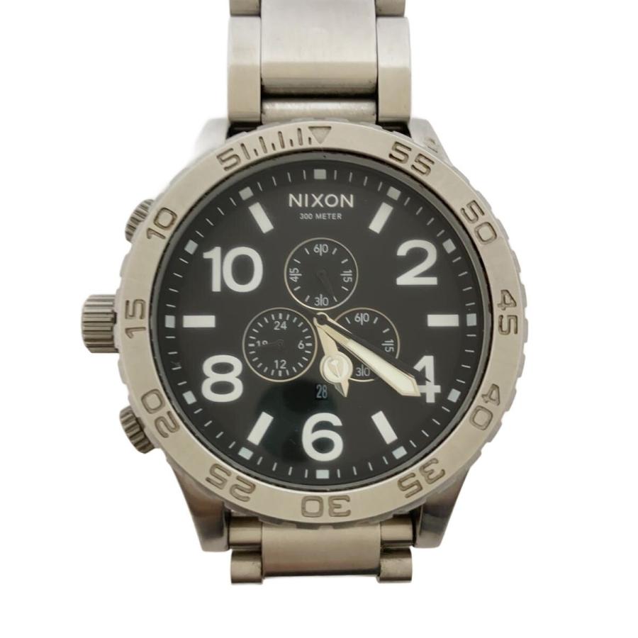 NIXON◇クォーツ腕時計/アナログ/ステンレス/BLK/SLV/THE51-30 CHRONO 