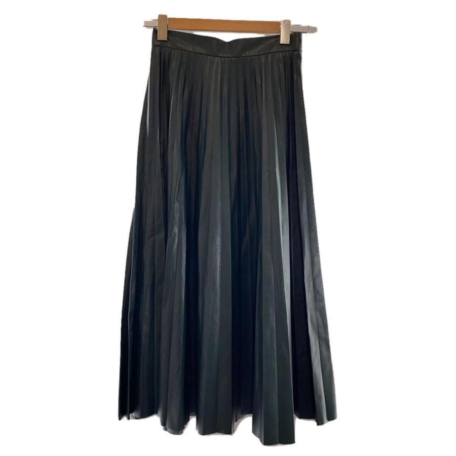 MM6◇プリーツスカート/40/フェイクレザー/グリーン/S52MA0185  