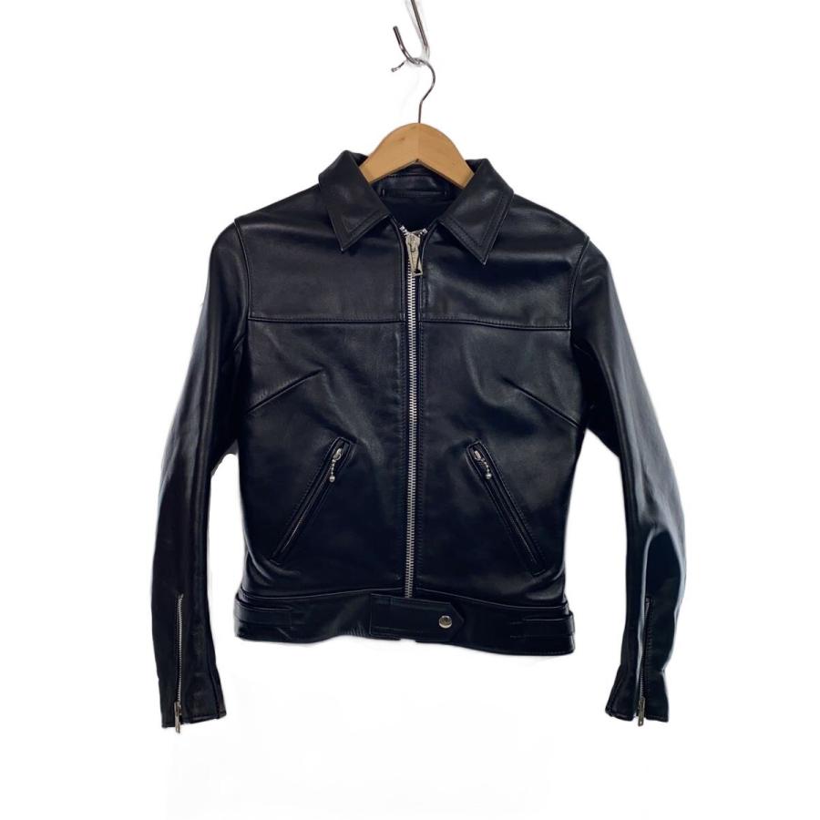 666 LEATHER WEAR シングルライダース レザージャケット 34 黒 666 Leather Wear◇シングルライダースジャケット/34/牛革/BLK/無地