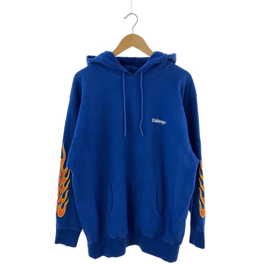 CHALLENGER◇FLAMES HOODIE/パーカー/L/コットン/BLU/CLG-SW 023-006