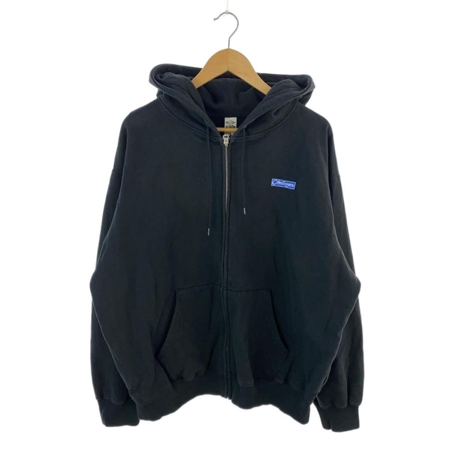 CHALLENGER◇BAR LOGO ZIP HOODIE/ジップパーカー/L/コットン/BLK/CLG