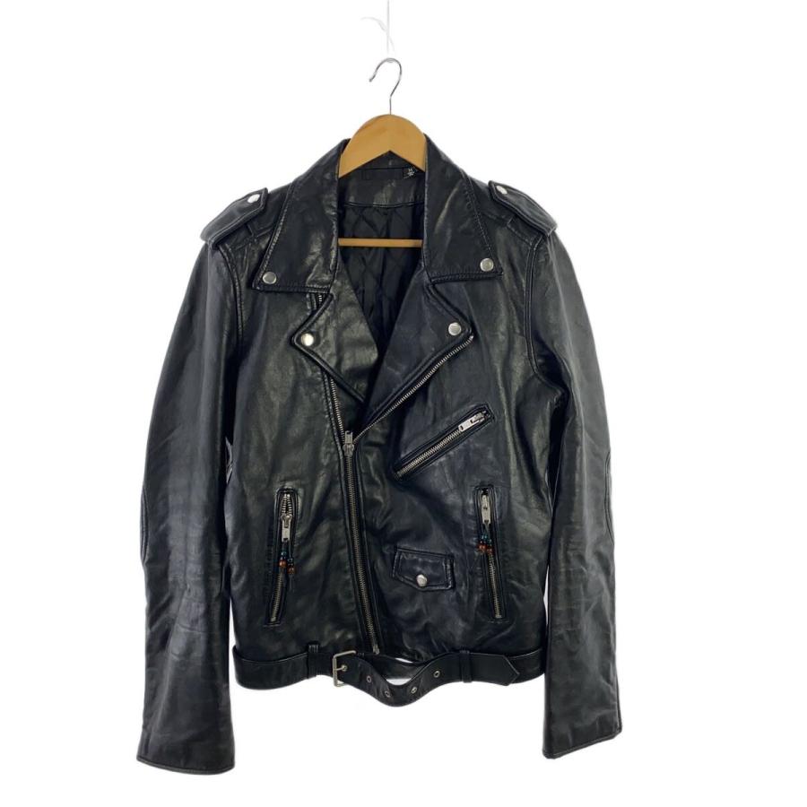 BLK DNM◇ダブルライダースジャケット/M/レザー/BLK : セカンド