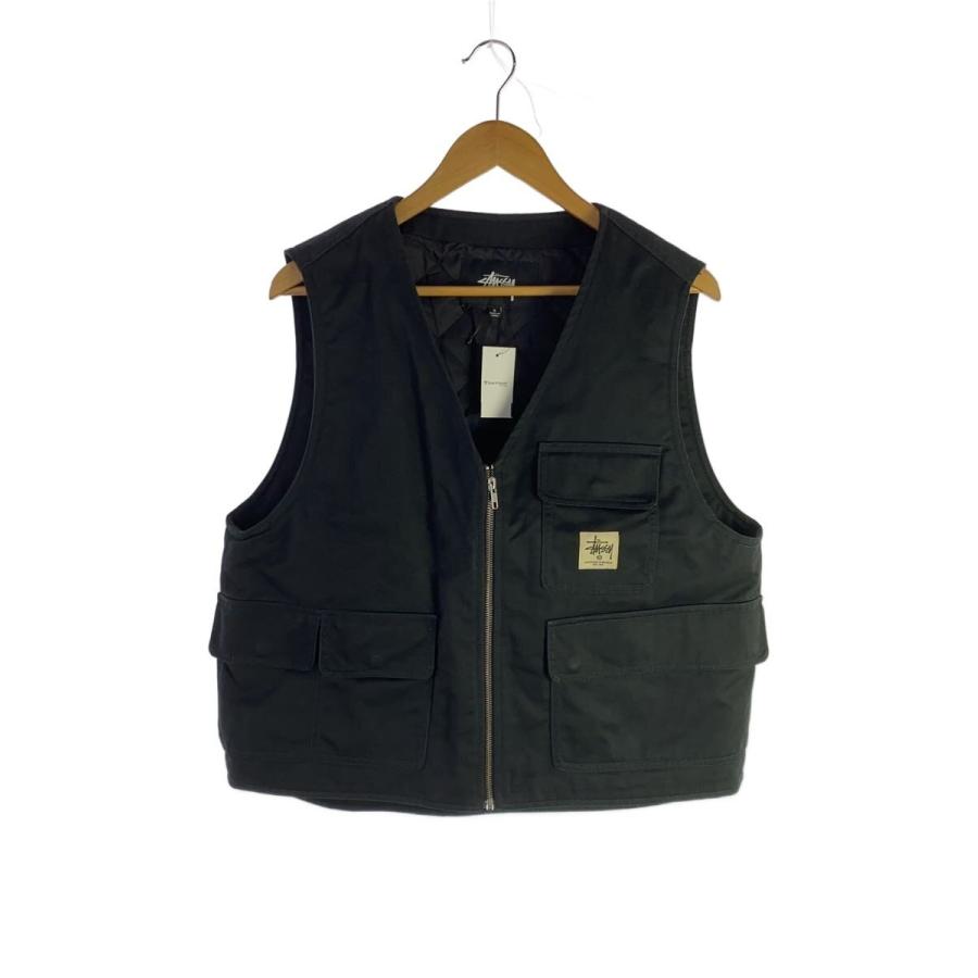 STUSSY◇INSULATED WORK VEST/ベスト/S/ポリエステル/BLK/115535