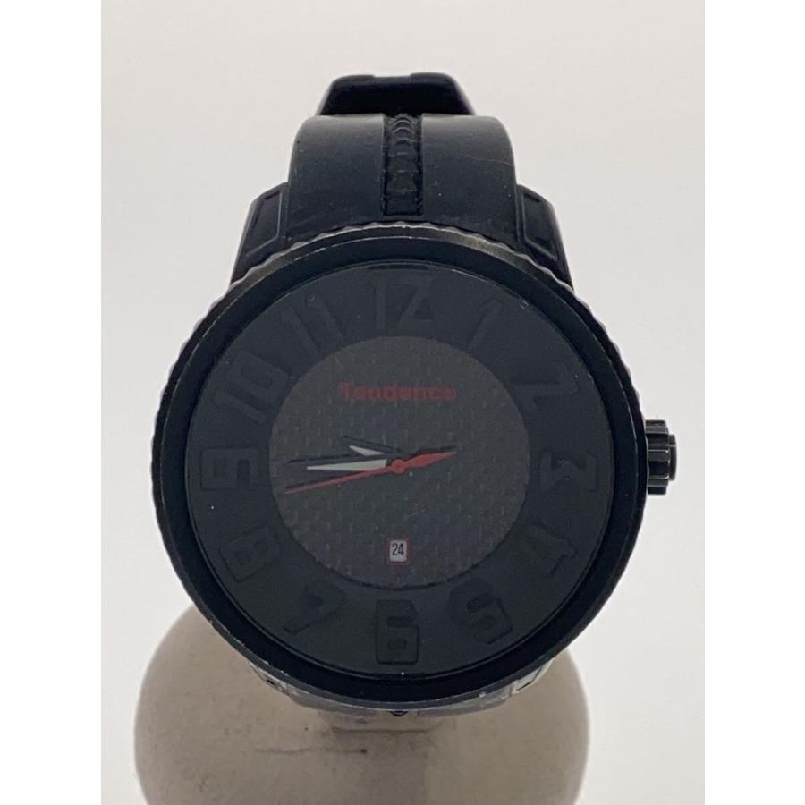 Tendence◇Round Gulliver/クォーツ腕時計/アナログ/ラバー/BLK/BLK 