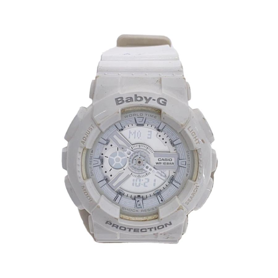 CASIO◇Baby-G 5338/クォーツ腕時計/デジアナ/ホワイト/5338 BA-110