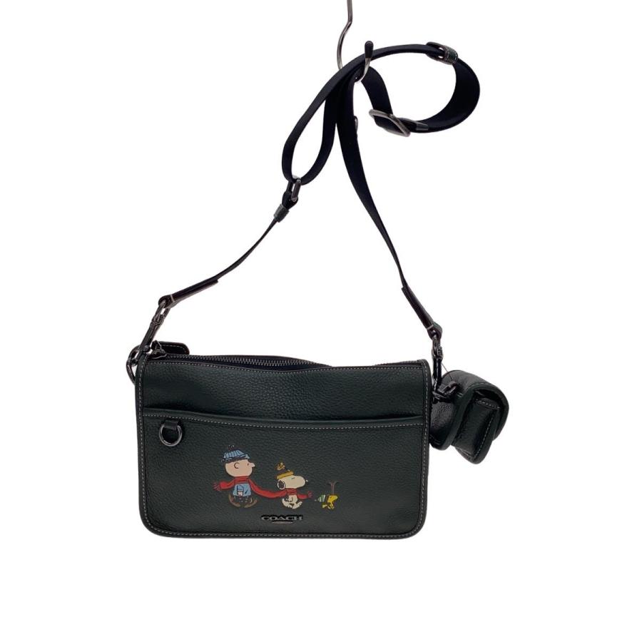 COACH ショルダーバック　スヌーピーコラボ COACH◇スヌーピーコラボ/ショルダーバッグ/レザー/BLK : セカンド