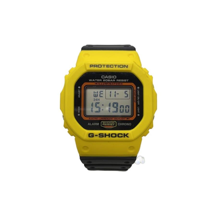 CASIO◇クォーツ腕時計・G-SHOCK/デジタル/ラバー/BLK/BLK/イエロー
