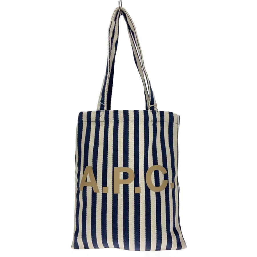A.P.C. ストライプ トートバッグ A.P.C.◇トートバッグ/コットン/WHT/ストライプ : セカンドストリート