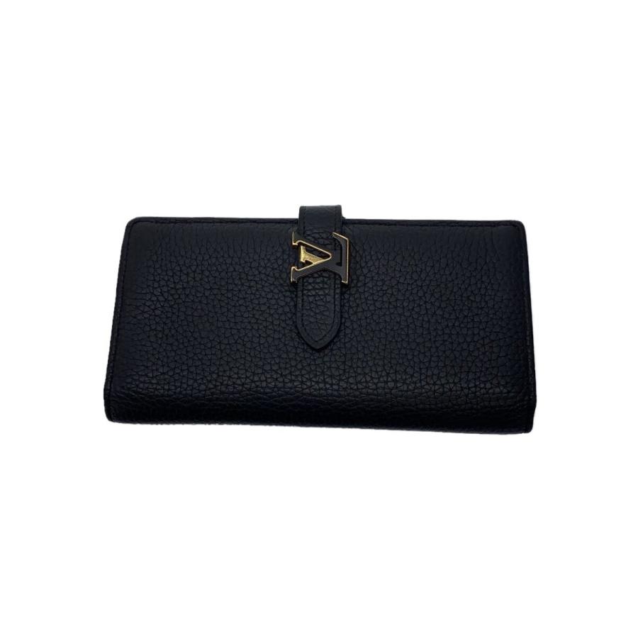 LOUIS VUITTON◇LVヴェルティカル・ウォレット_トリヨン_BLK/スレ