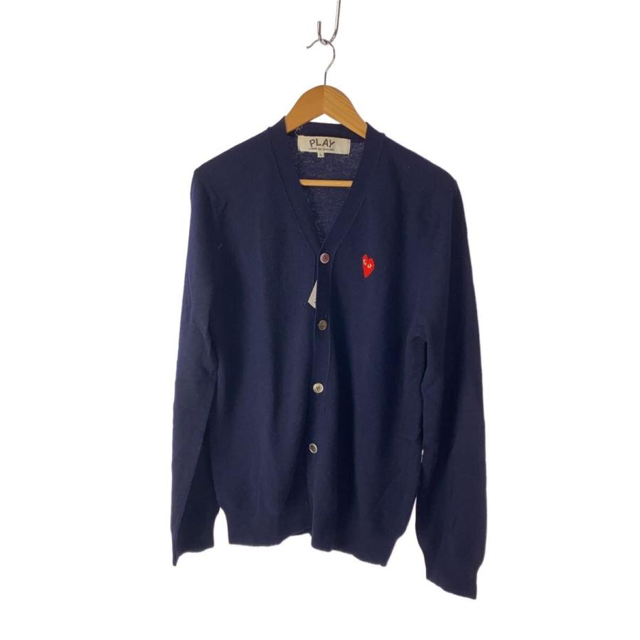 PLAY COMME des GARCONS◇カーディガン(薄手)/L/ウール/NVY/無地/AZ