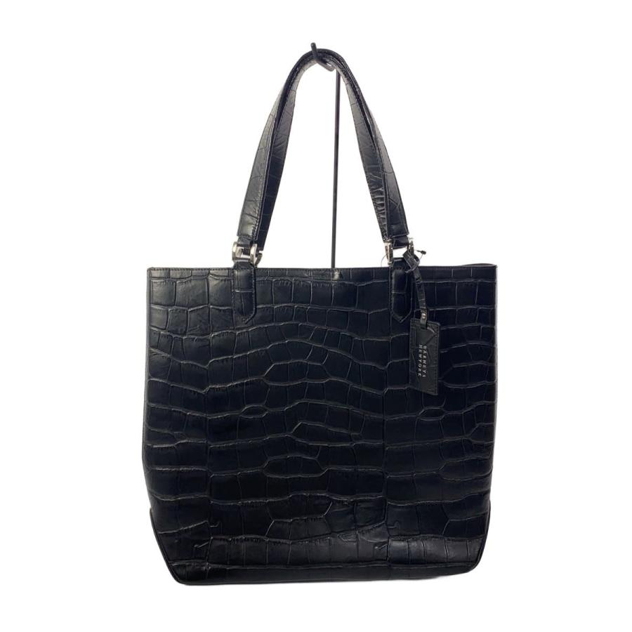 BARNEYS NEWYORK クロコ型押し トートバッグ ブラック BARNEYS NEWYORK◇トートバッグ/クロコ型押し/BLK// : セカンド