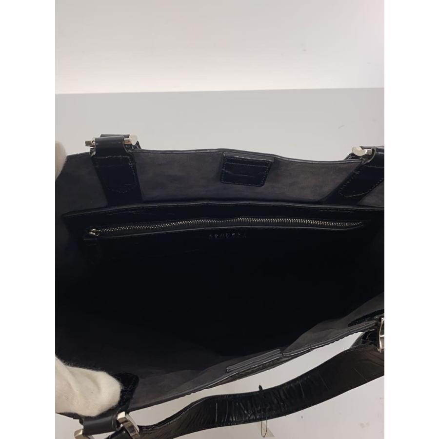 BARNEYS NEWYORK◇トートバッグ/クロコ型押し/BLK// : セカンド