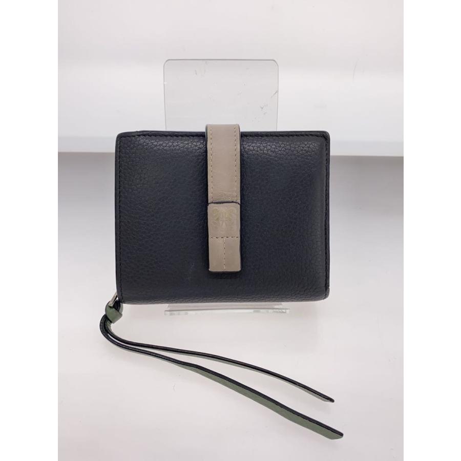 LOEWE◇ラウンドジップ/2つ折り財布/レザー/グレー ライトグリーン
