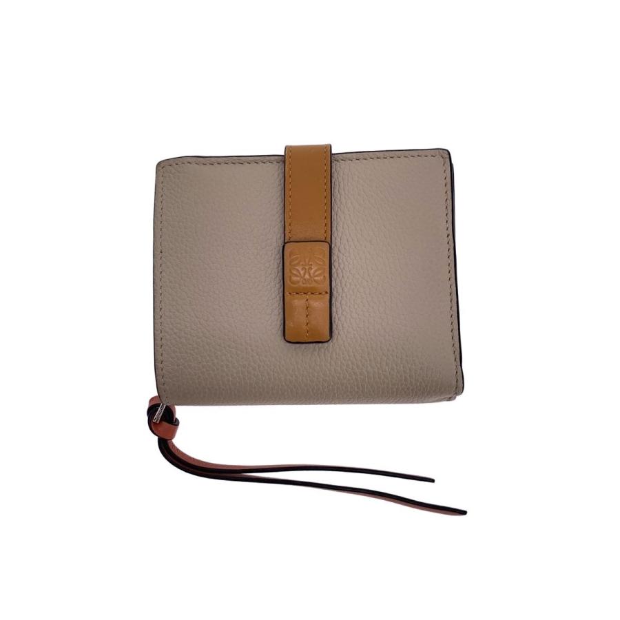 LOEWE◇COMPACT ZIP WALLET 財布/レザー/BEG/レディース/c660Z41X01 