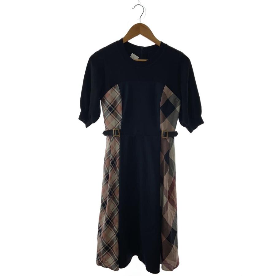 極美品　BLUE LABEL CRESTBRIDGE チェック　ワンピース　半袖 BLUE LABEL CRESTBRIDGE◇チェックエアリーツイルワンピース/半袖