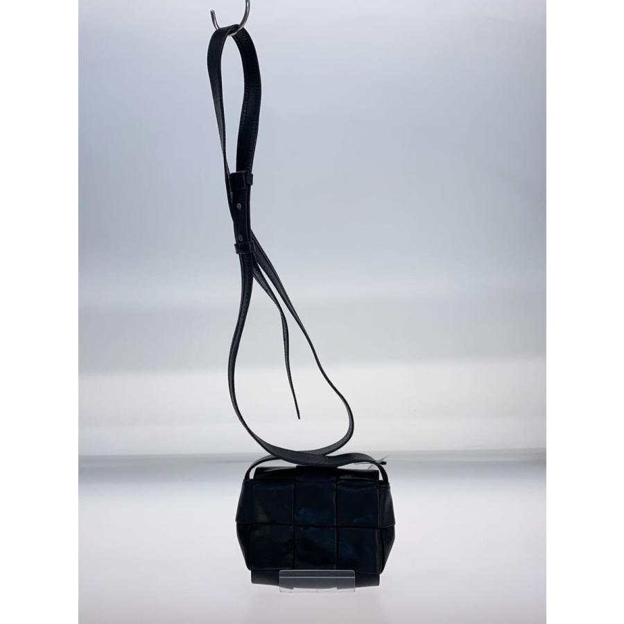BOTTEGA VENETA◇カセットショルダー/ショルダーバッグ/レザー/BLK 