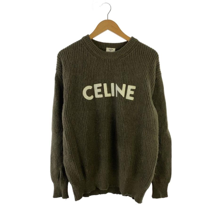 【美品】 CELINE ニットセーター　S カーキ CELINE◇ニット・セーター(厚手)/S/ウール/KHK/2A19R205O : セカンド