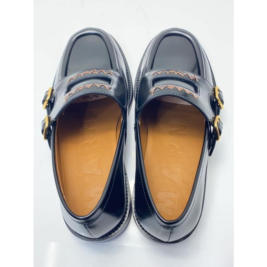 MARNI◇ダブルバックルローファー/ドレスシューズ/37/BLK/レザー