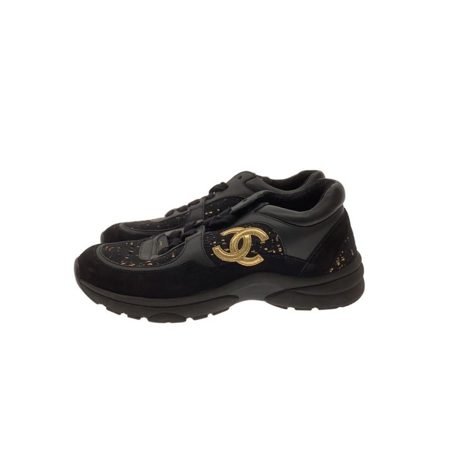 CHANEL◇G34360/ローカットスニーカー/36.5/ブラック/シャネル 