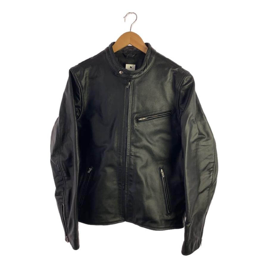 studio03/シングルライダースジャケット/42/牛革/BLK/無地