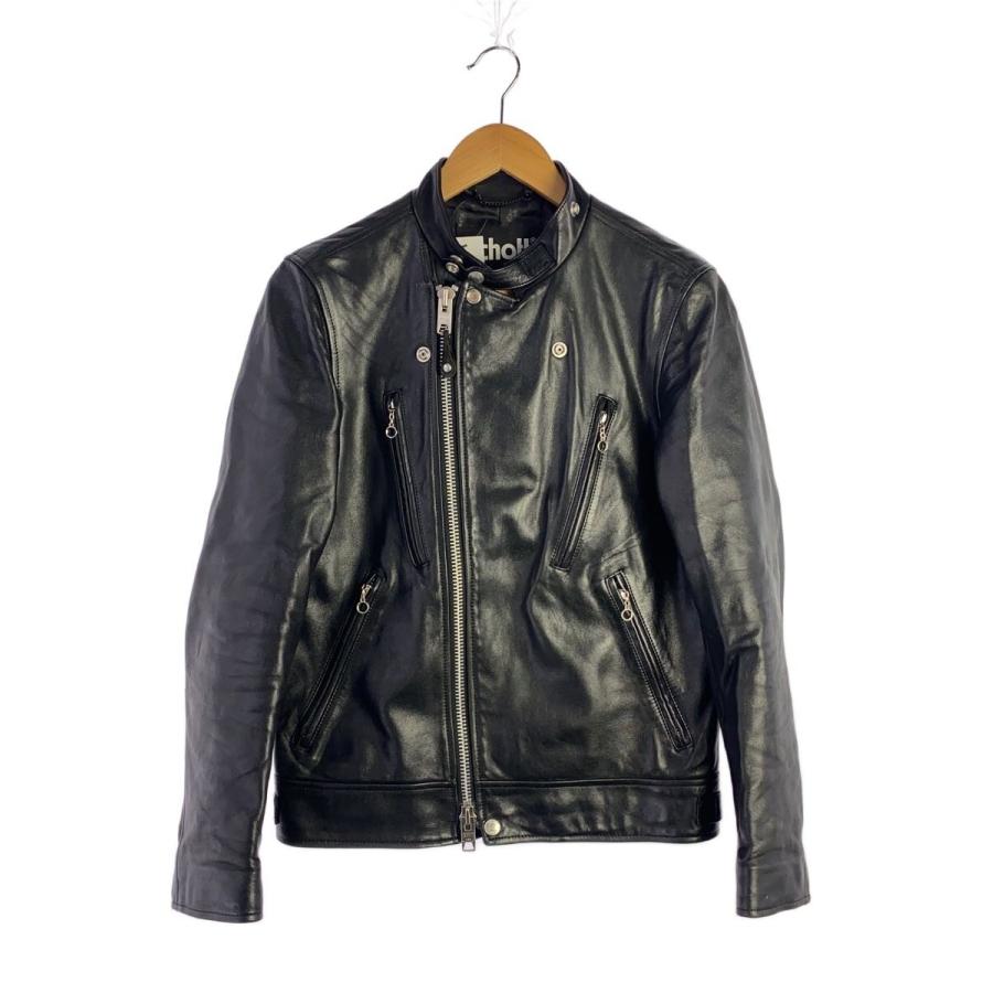 schott 100周年モデル シングルライダース　サイズS Schott◇シングルライダースジャケット/S/羊革/BLK/無地/3101048