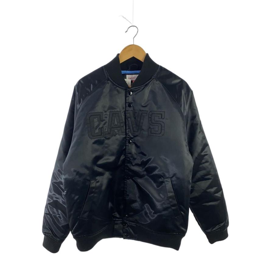 mitchell&ness◇スタジャン/L/ポリエステル/BLK/プリント/BA57PE-CCA