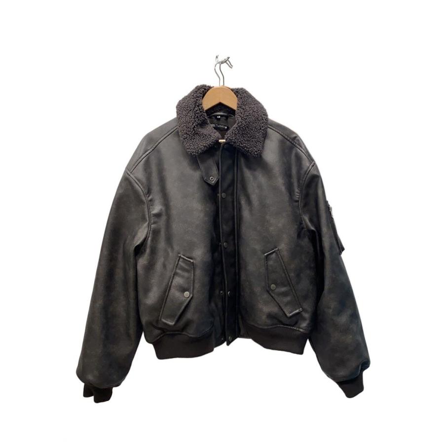 ZARA◇レザージャケット・ブルゾン/L/レザー/BLK/無地/RN77302